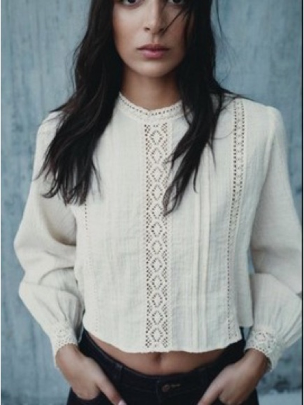 Zara Cropped Blouse - Ecru